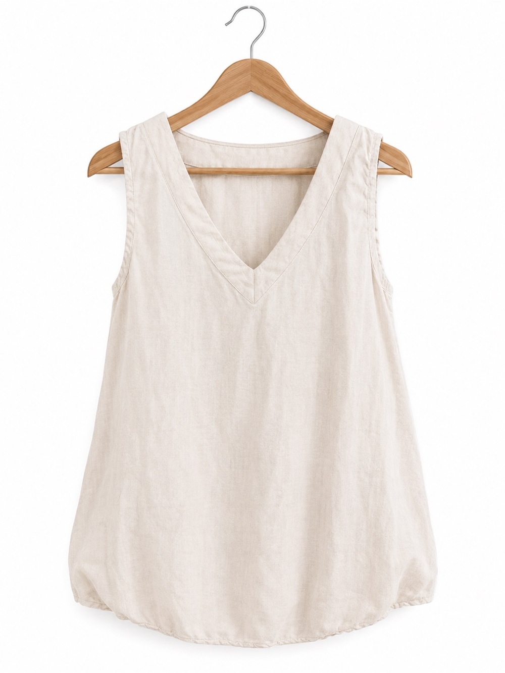 Amazhiyu 100% Linen Ivory V-Neck Tunic Tank Top M NWOT